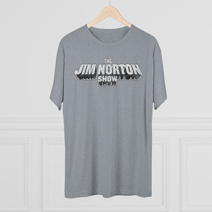 The Jim Norton Show White Black Distressed Logo Triblend Athletic Fit Shirt