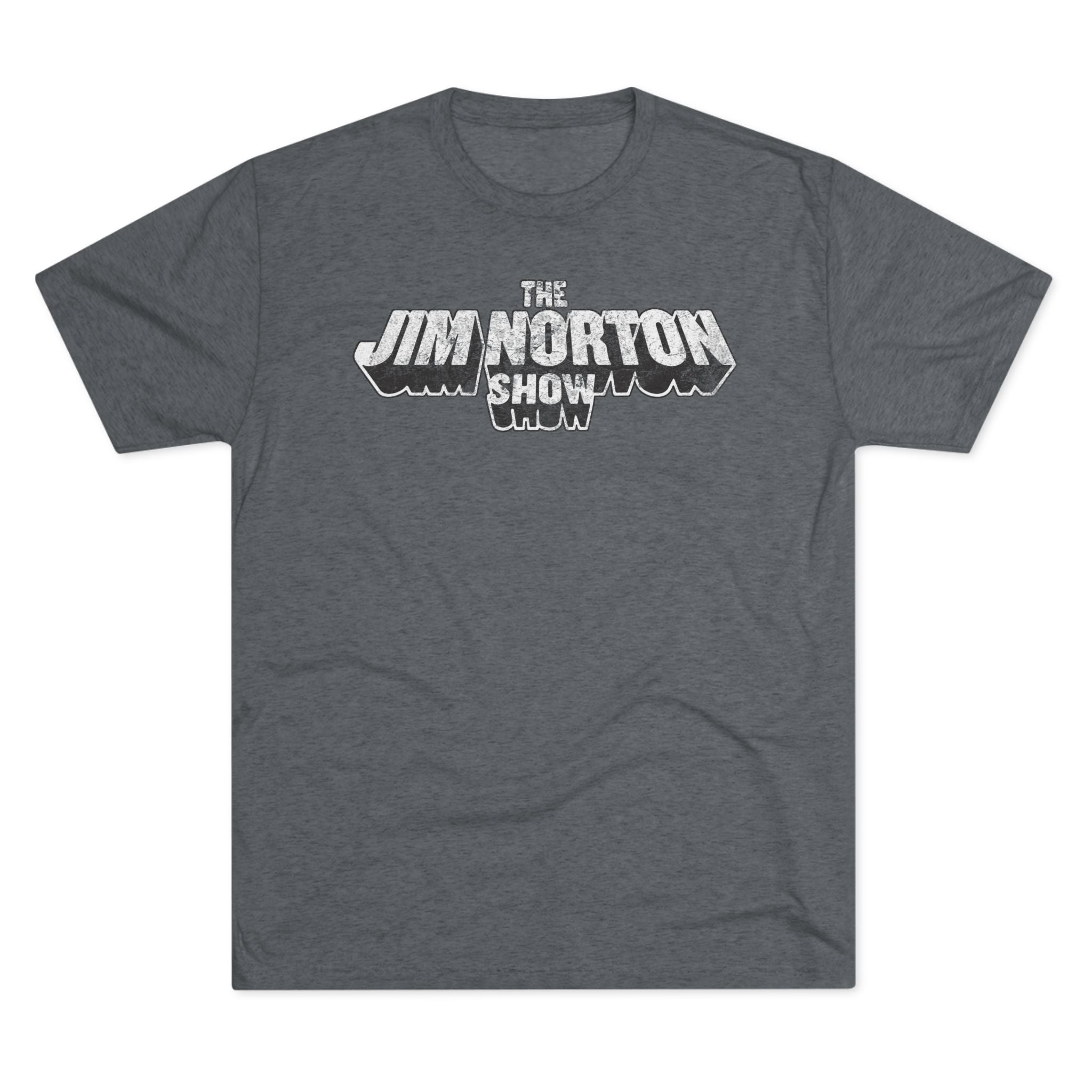 The Jim Norton Show White Black Distressed Logo Triblend Athletic Fit Shirt