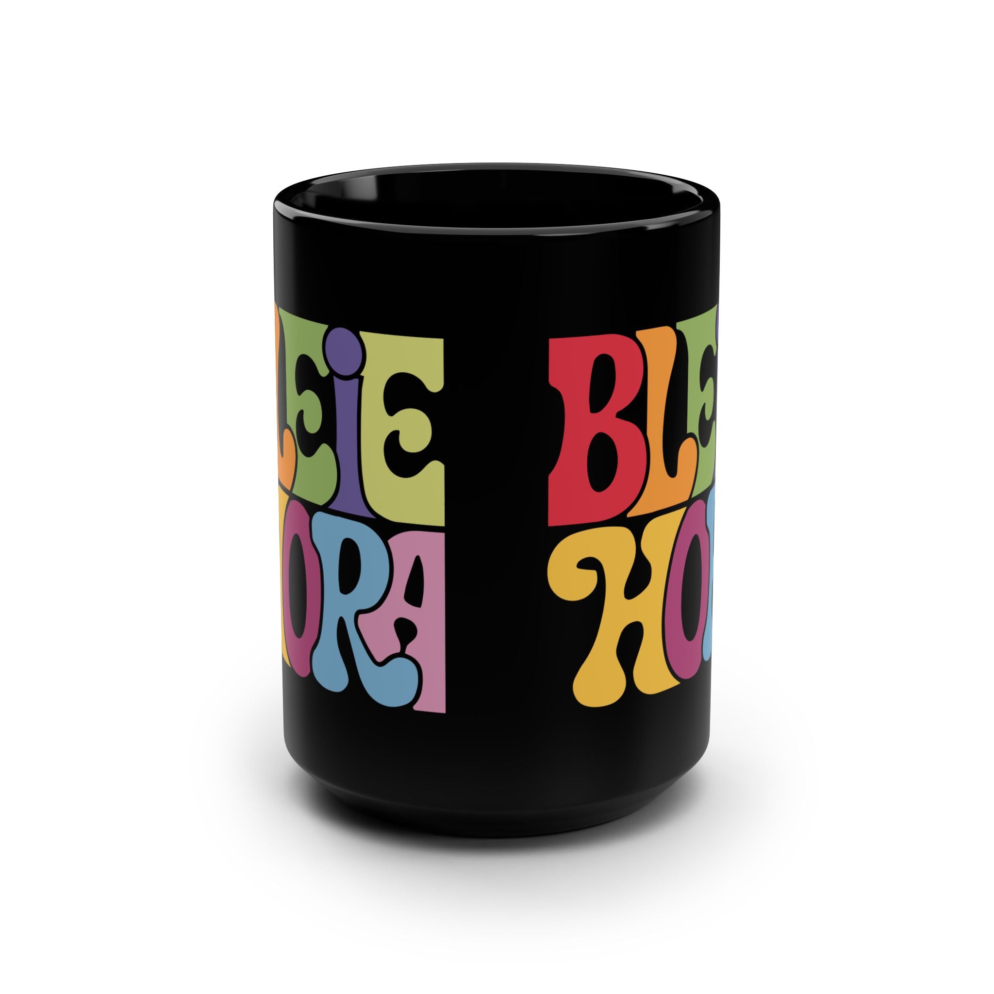 Nikki and Jim Bleiehora Black Mug