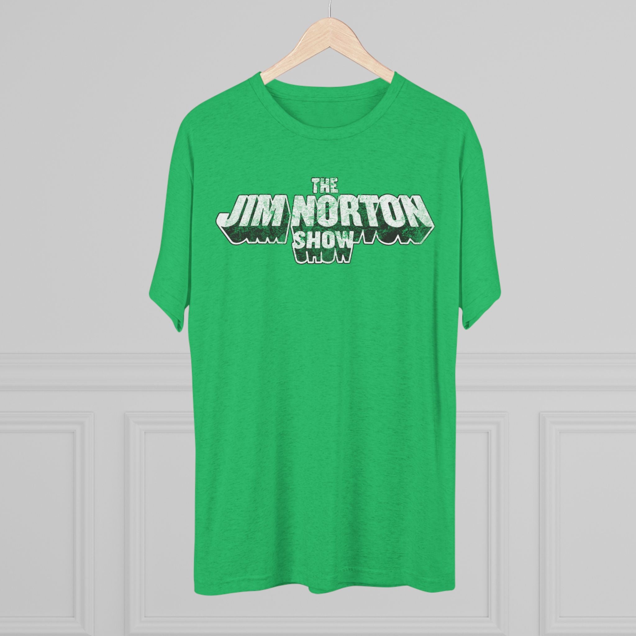 The Jim Norton Show White Black Distressed Logo Triblend Athletic Fit Shirt