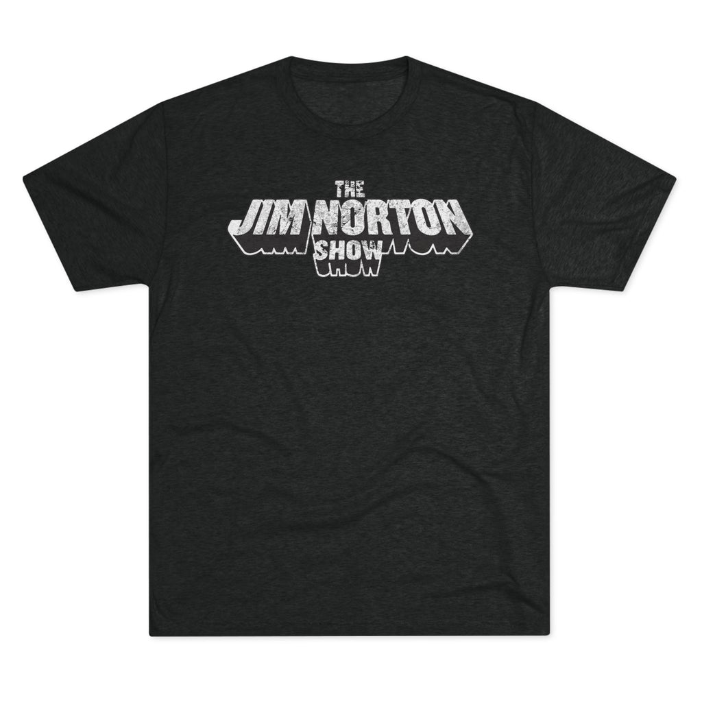 The Jim Norton Show White Black Distressed Logo Triblend Athletic Fit Shirt