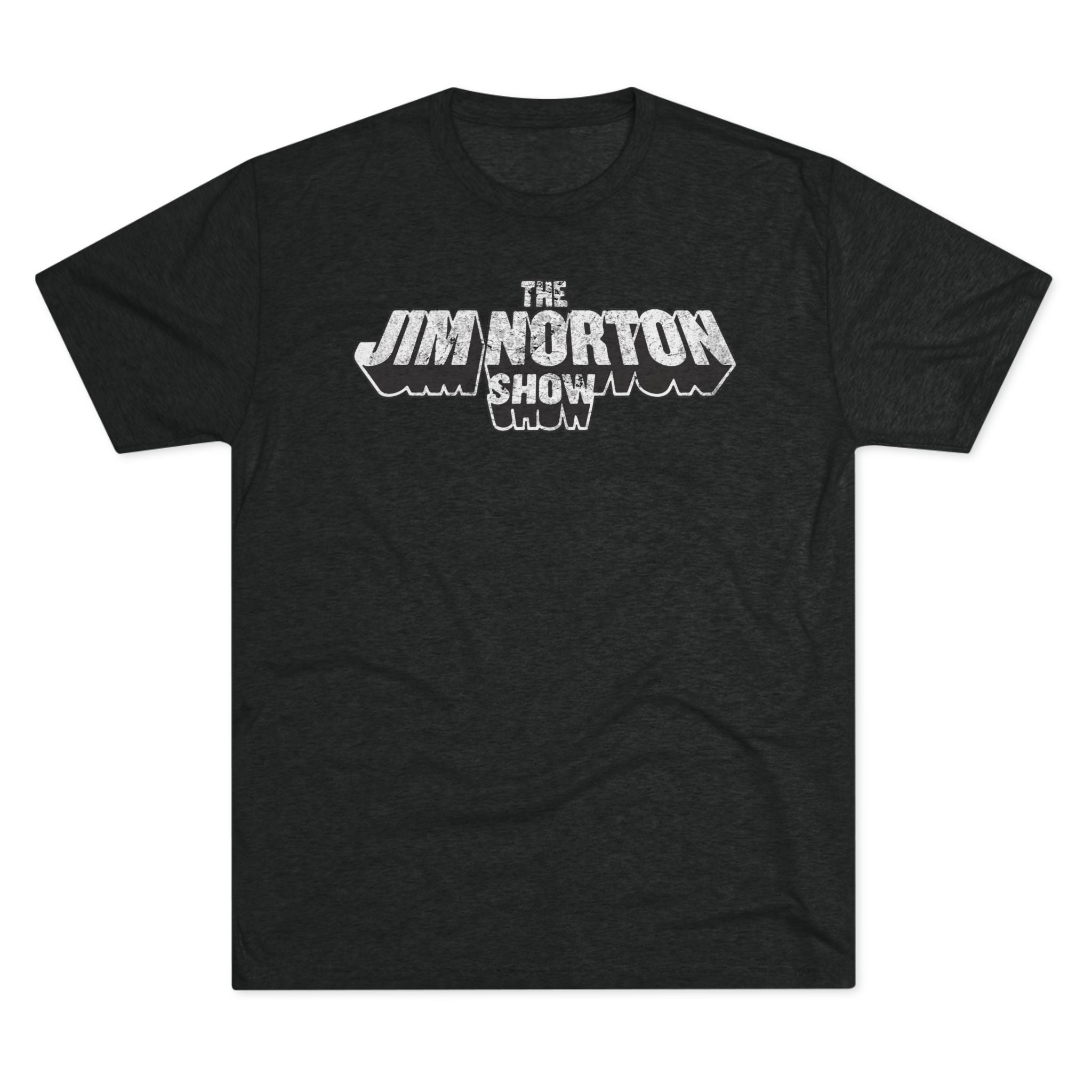 The Jim Norton Show White Black Distressed Logo Triblend Athletic Fit Shirt