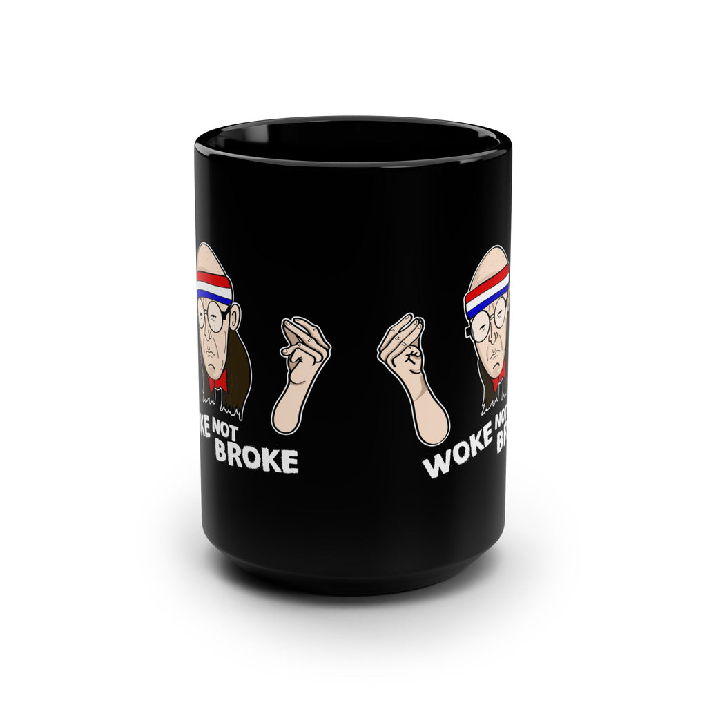 Chipperson Woke not Broke Black Mug, 15oz