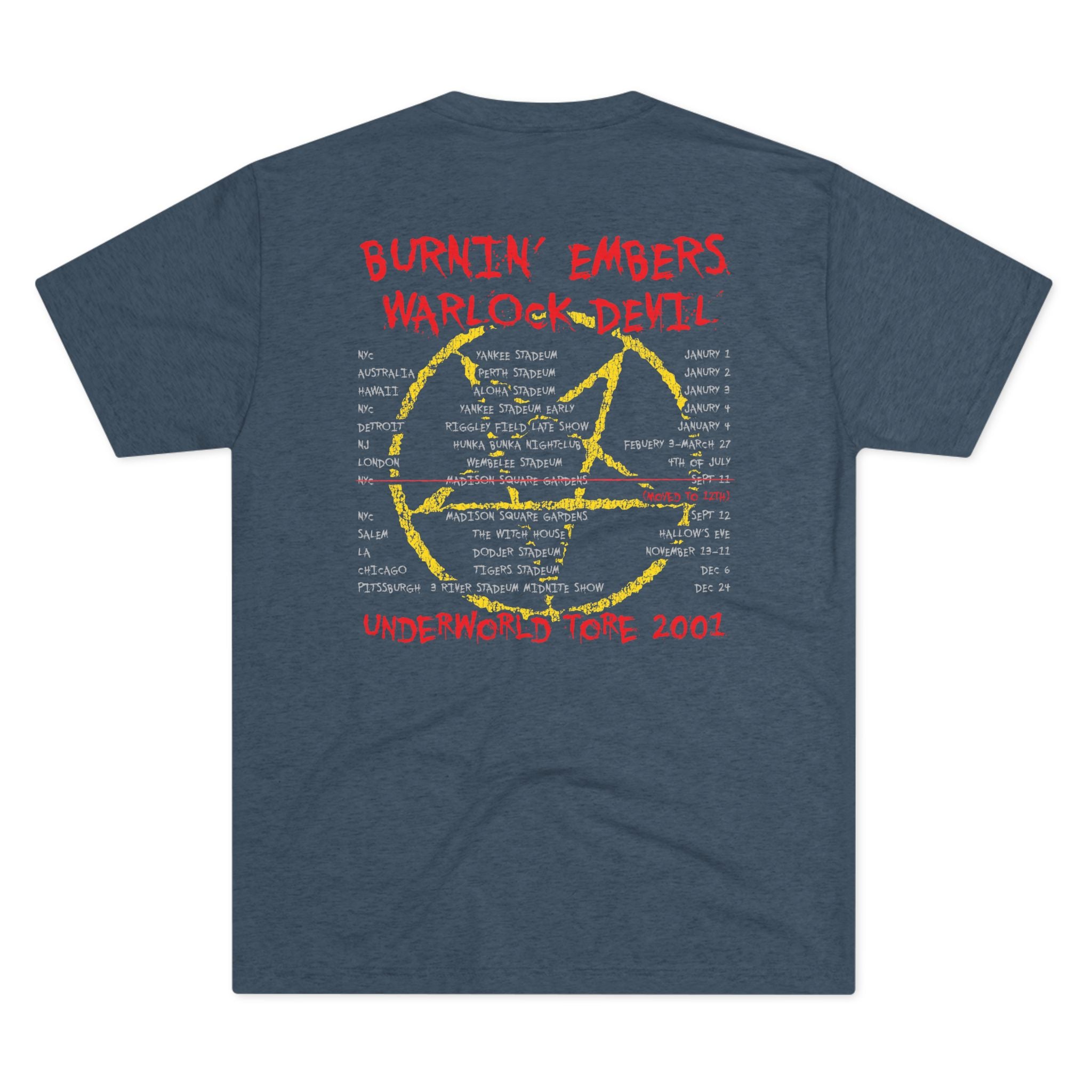 Burnin Embers world tour 2001 Triblend Athletic Fit Shirt DOUBLE SIDED