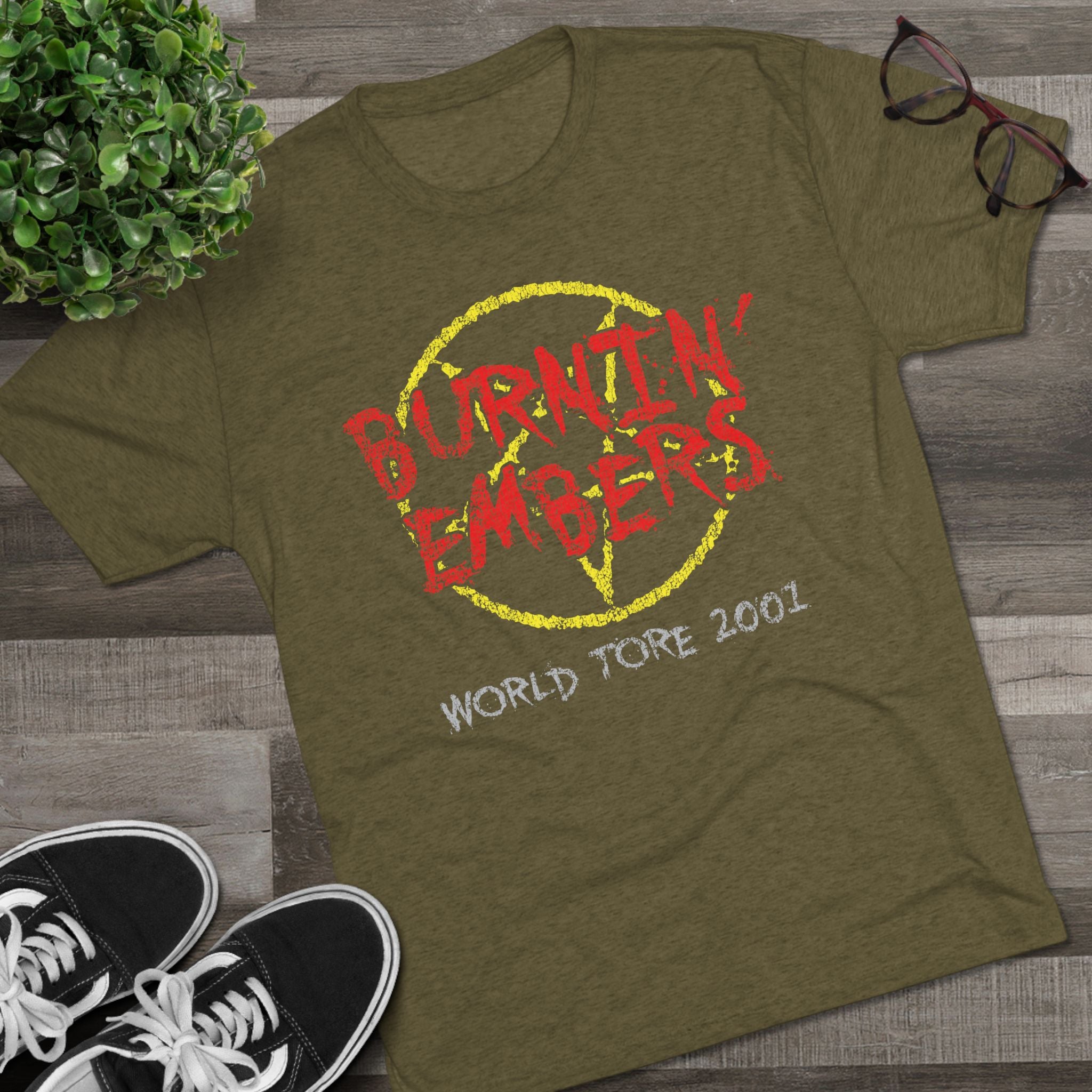 Burnin Embers world tour 2001 Triblend Athletic Fit Shirt DOUBLE SIDED