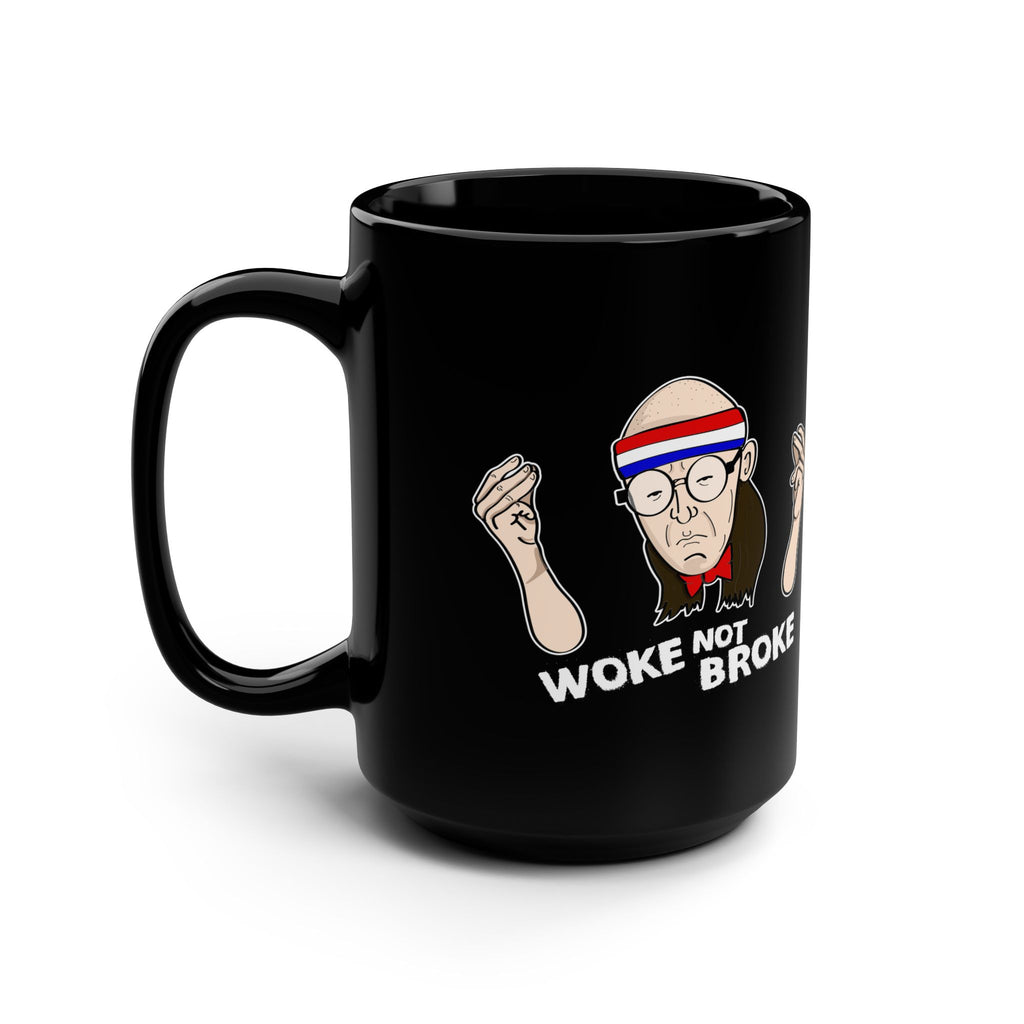 Chipperson Woke not Broke Black Mug, 15oz