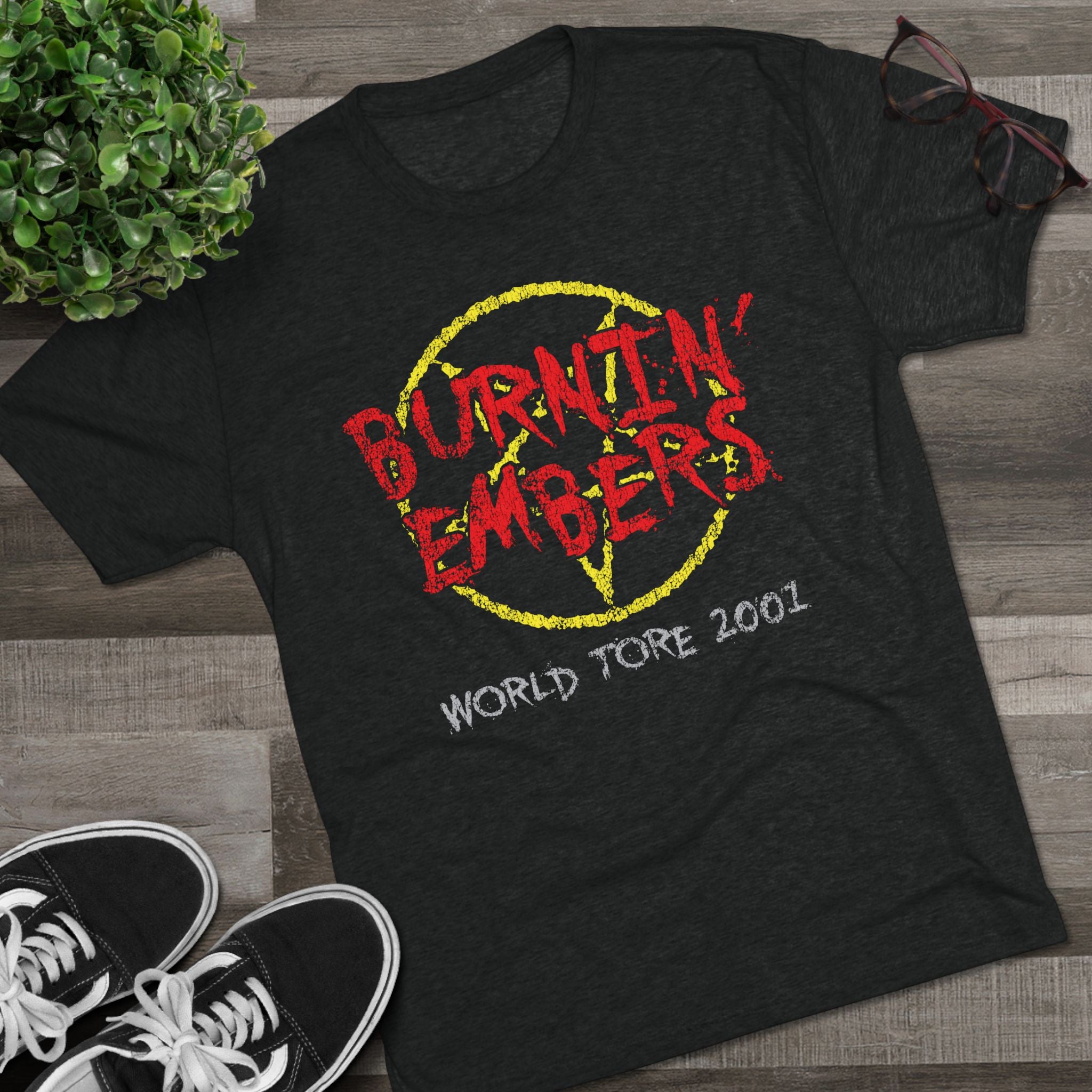 Burnin Embers world tour 2001 Triblend Athletic Fit Shirt DOUBLE SIDED