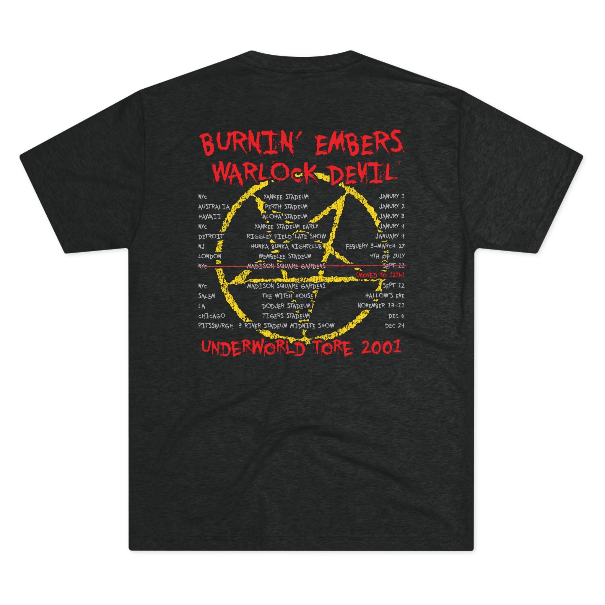 Burnin Embers world tour 2001 Triblend Athletic Fit Shirt DOUBLE SIDED
