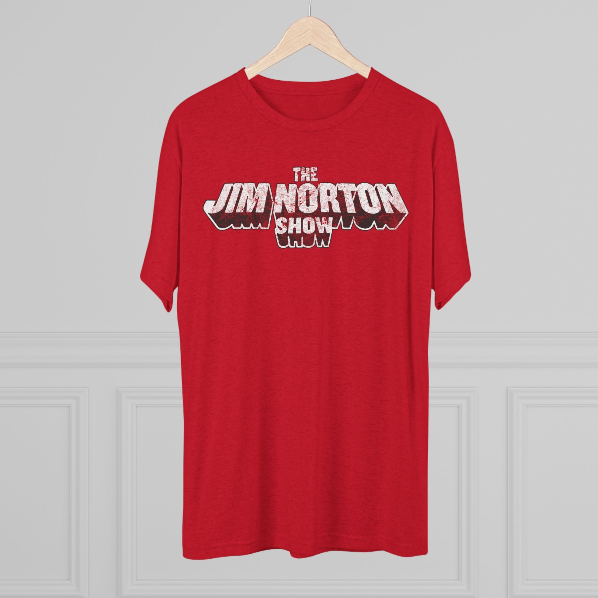 The Jim Norton Show White Black Distressed Logo Triblend Athletic Fit Shirt