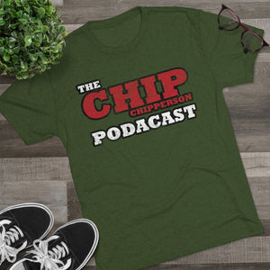 The Chip Chipperson Podacast Distressed Logo Triblend Athletic Fit Shirt