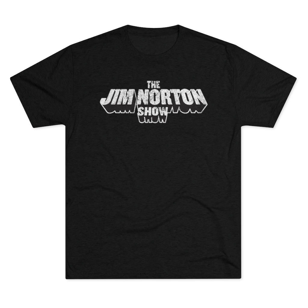 The Jim Norton Show White Black Distressed Logo Triblend Athletic Fit Shirt
