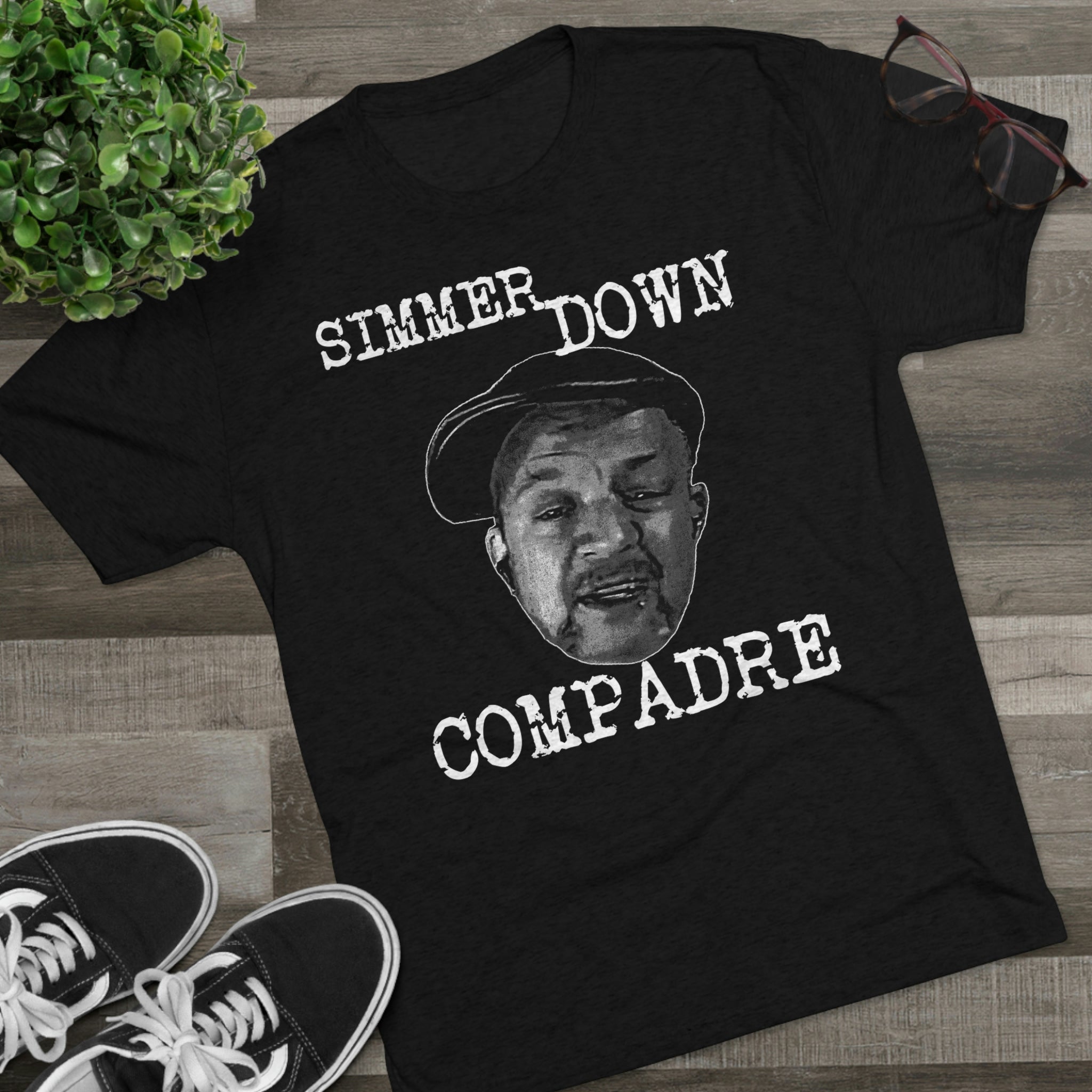Simmer Down Compadre Doug Bell Distressed Tri-Blend Crew Tee