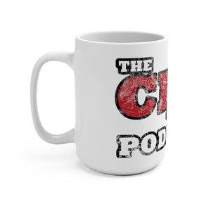 The Chip Chipperson Podacast Distressed Logo White 15oz Mug