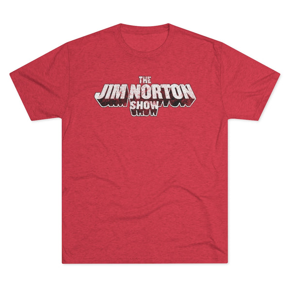 The Jim Norton Show White Black Distressed Logo Triblend Athletic Fit Chip Chipperson Official Merch Store